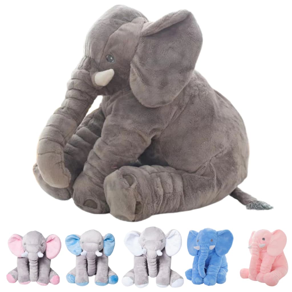 Elefante Pelúcia Travesseiro e Almofada Para Bebê Antialérgico 60cm Cinza