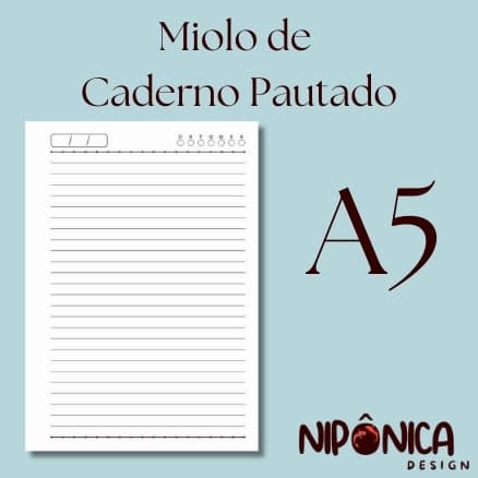 2 MIOLOS PARA CADERNO PAUTADO A5 REFIL 96 folhas - OFFSET 75G. 1/1 PB