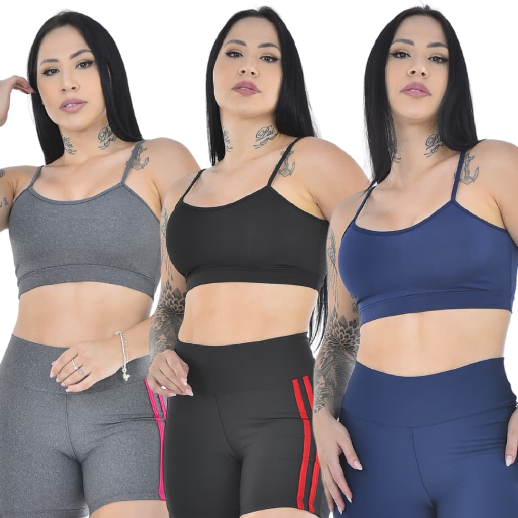 Kit 2 Top Fitness Feminino De Alcinha no Suplex