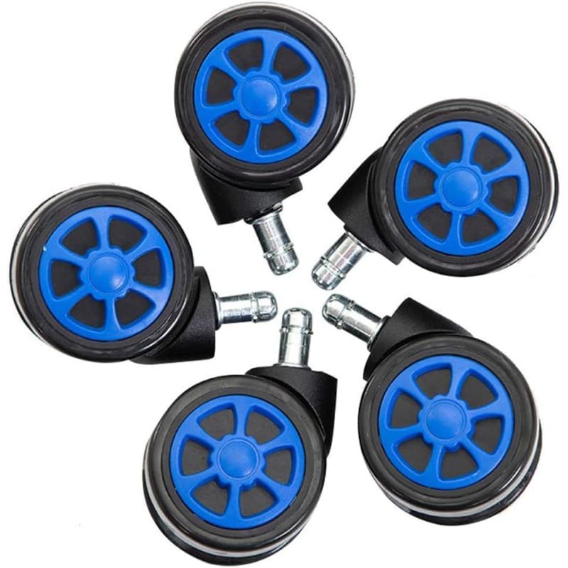 Kit com 5 Rodízios Para Cadeira Gamer Azul