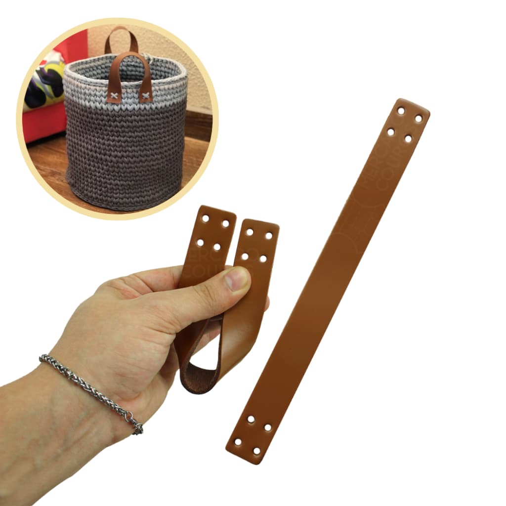Alça De Bolsa E Cesto Couro 100% Legitimo P/ Crochê Artesanato