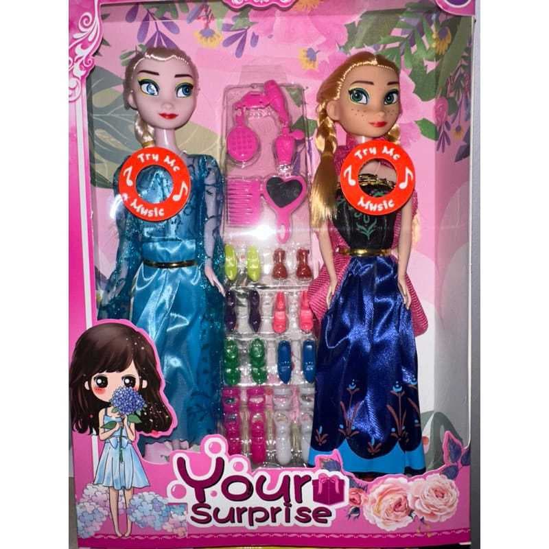 Boneca Frozen Elsa e Anna Musical Articulada 30cm com acessórios