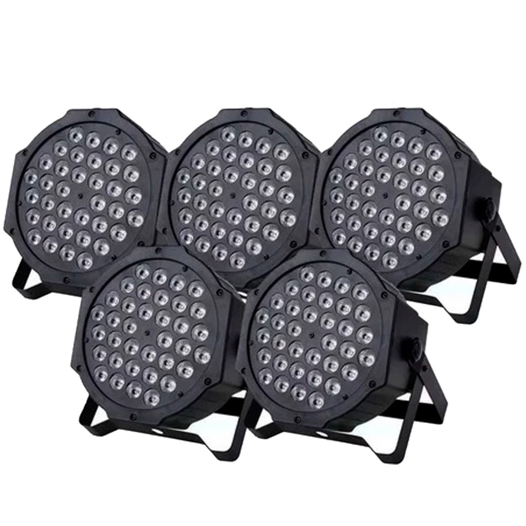 Kit 5 Canhao Refletor Rgbw 36 Leds Strobo Slim Dj