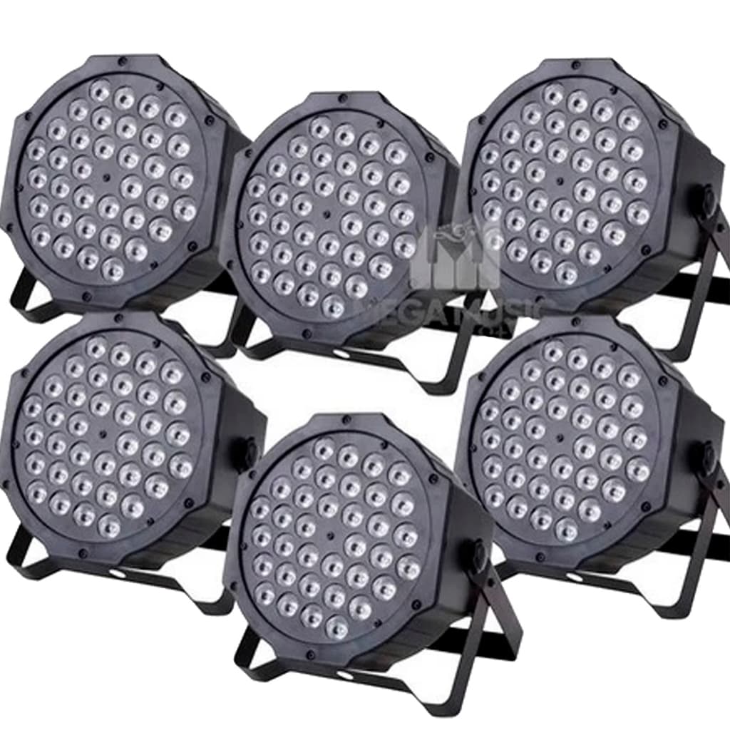 6 Canhão Refletor Led Par 64 Rgbw 36 Leds Slim Strobo
