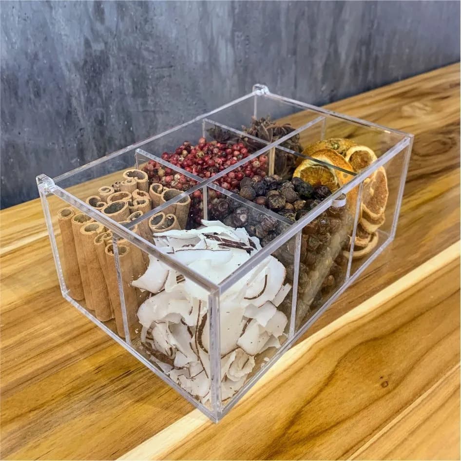 Lançamento Porta Especiarias M Para Temperos e Chás Em Acrílico Cristal