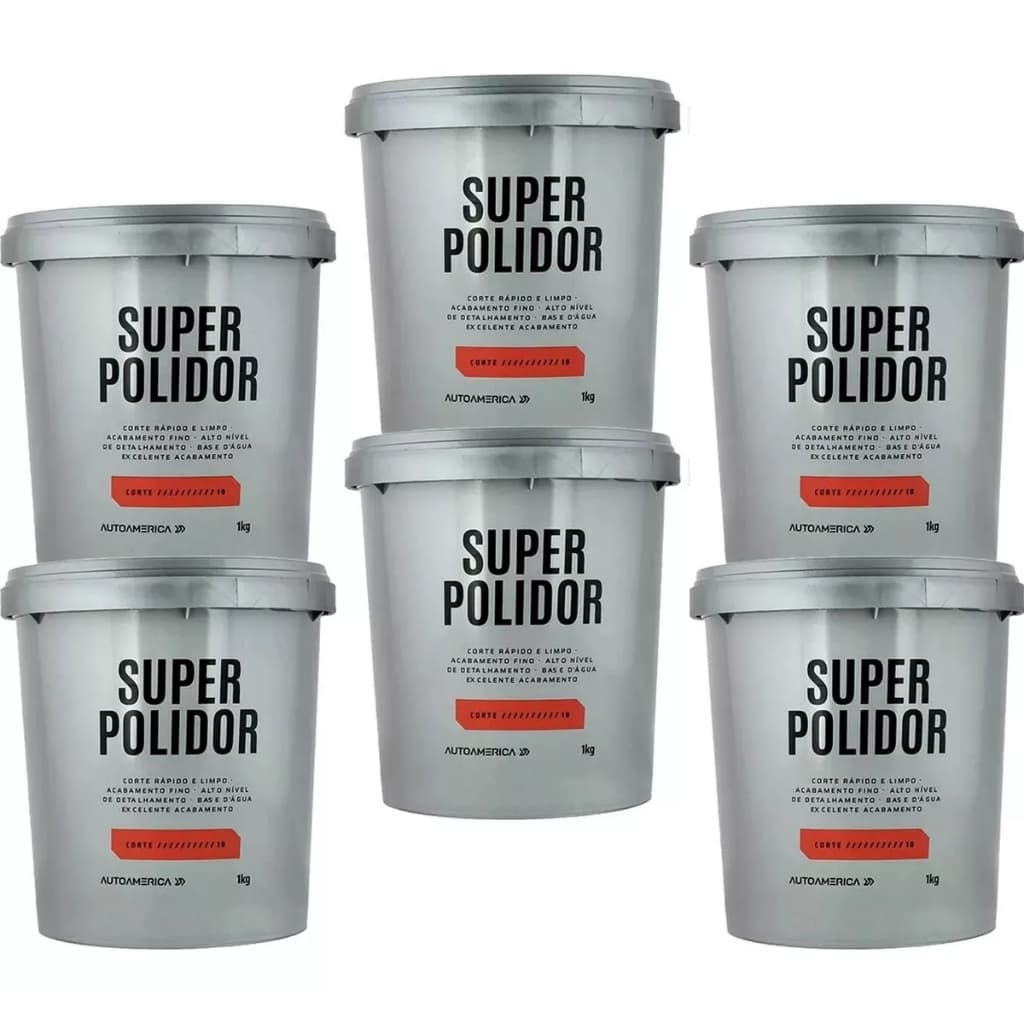 Massa de Polir Automotiva número 2 , Super Polidor Autoámerica 1kg 6 Unidades