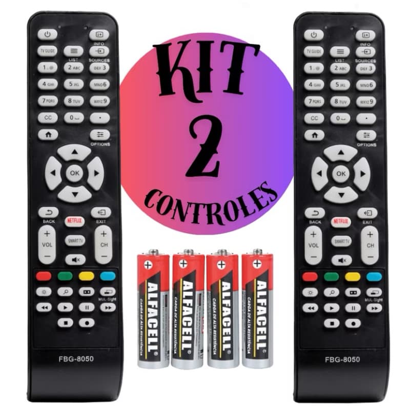 KIT 2 Controle Remoto Aoc Smart Tv Botão Netflix