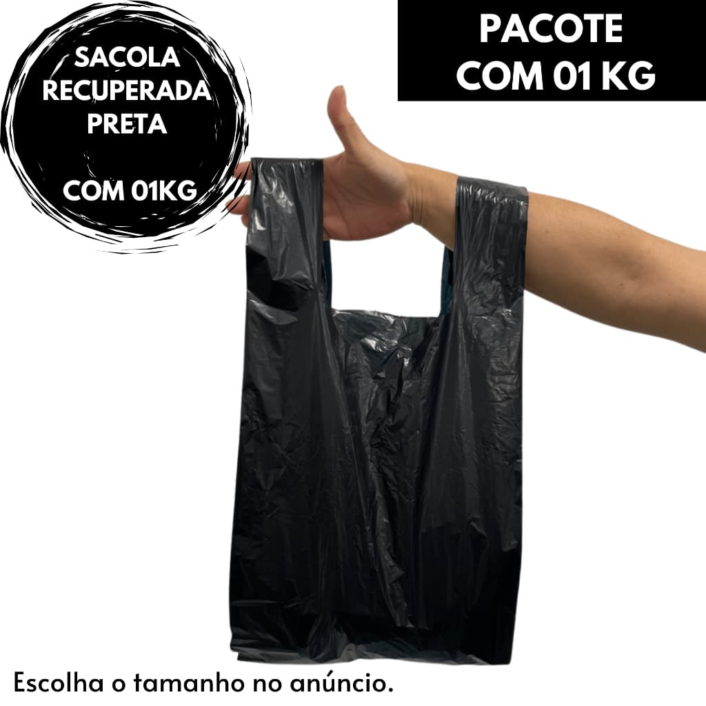 Sacola Plastica Recup. PRETO ***  Com 01kg Tamanhos , Resistente