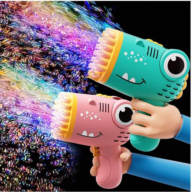 Brinquedo Crianças Maquina Pistola Lança De Bolha De Sabão Dinossauro Metralhadora Automática