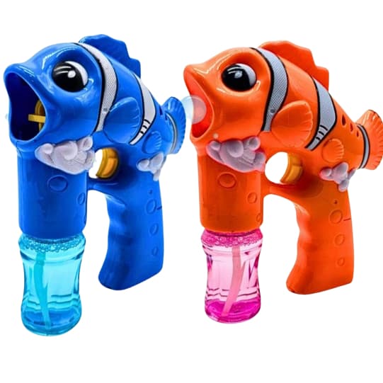Pistola Maquina Led Lança Bolhas de sabão Peixinho Nemo Com 2 Refil  Com Luz Automático