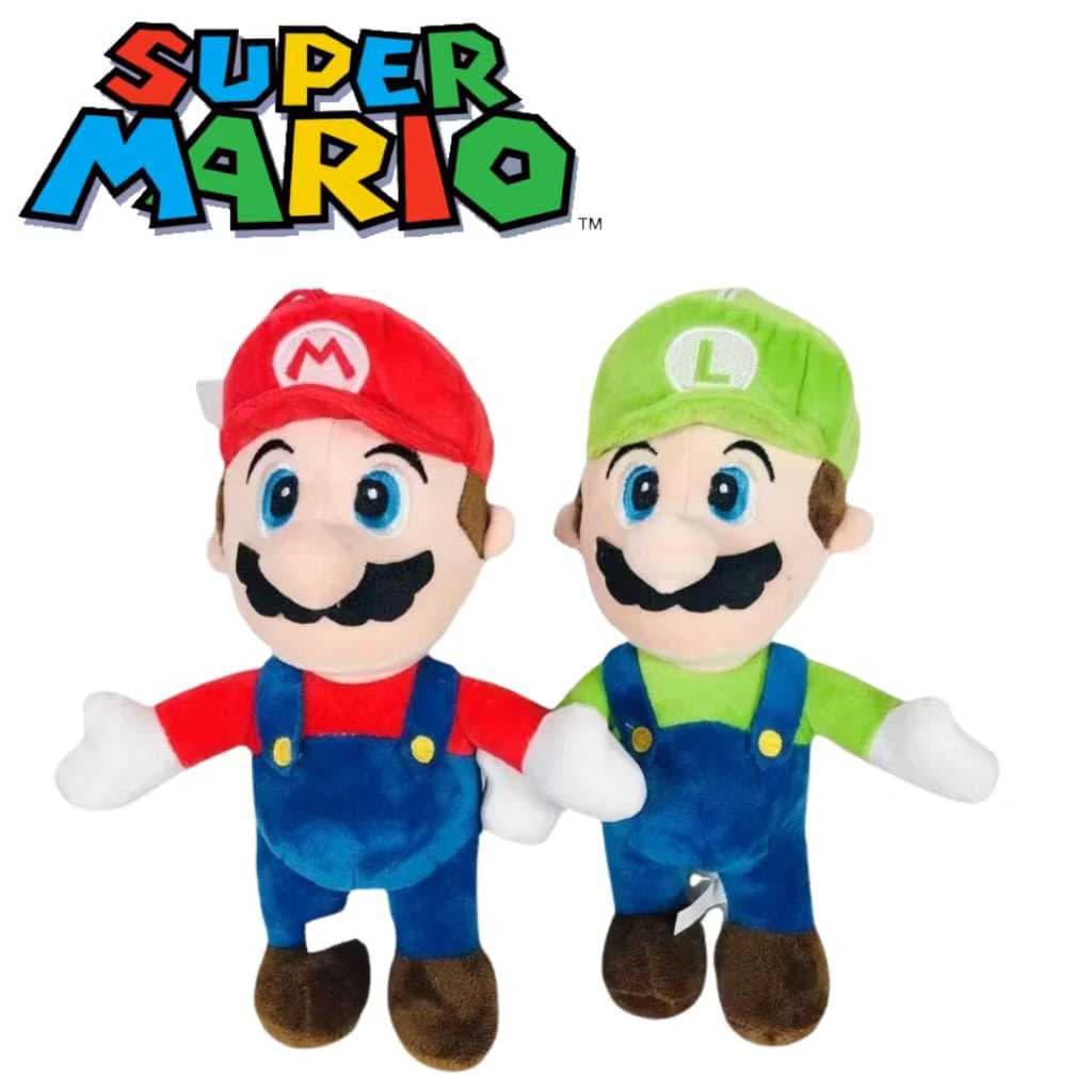 Boneco de Pelúcia Super Mario Bros  e  Luigi 30 cm
