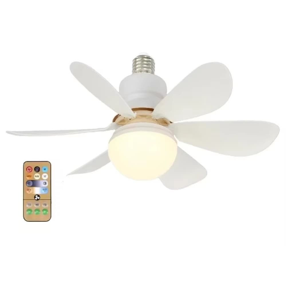 Ventilador De Teto Silencioso 3 Velocidades Luminária Led Controle Remoto Bivolt