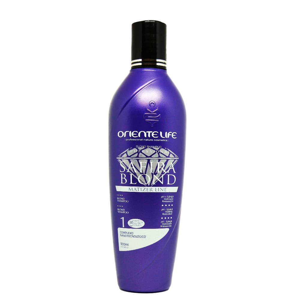 Shampoo Matizador Oriente Life Safira Blond Loiro Grisalho e com mechas