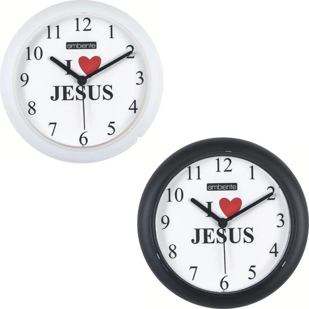 Relógio De Parede Ambiente I LOVE JESUS Redondo Relógio De Parede Preto relógio de parede Branco Para sala cozinha