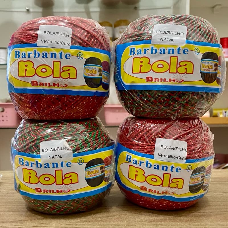 Barbante Bola Brilho Natal mesclado tipo Barroco vermelho, verde, dourado twine presente