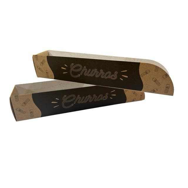1.000  Embalagem Caixinha para Churros Gourmet - Kraft c/preto