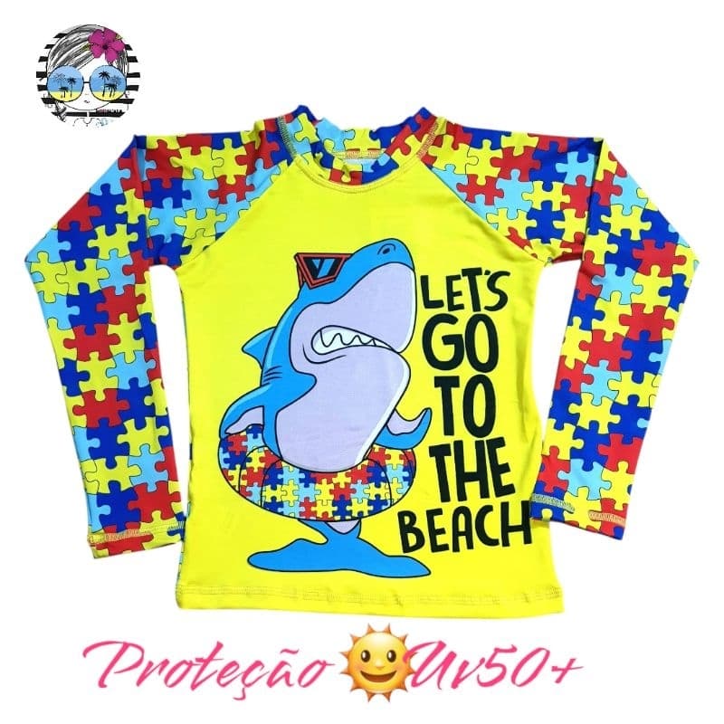 Camisa Autismo com Proteção Solar UV50+ Infantil e Juvenil Manga Longa Praia e Piscina