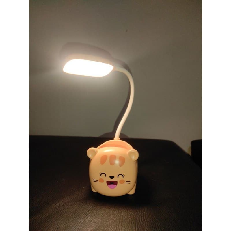 Mini luminária de mesa desenho animado abajur de mesa, lâmpada led, porta caneta, luz noturna para leitura porta celular