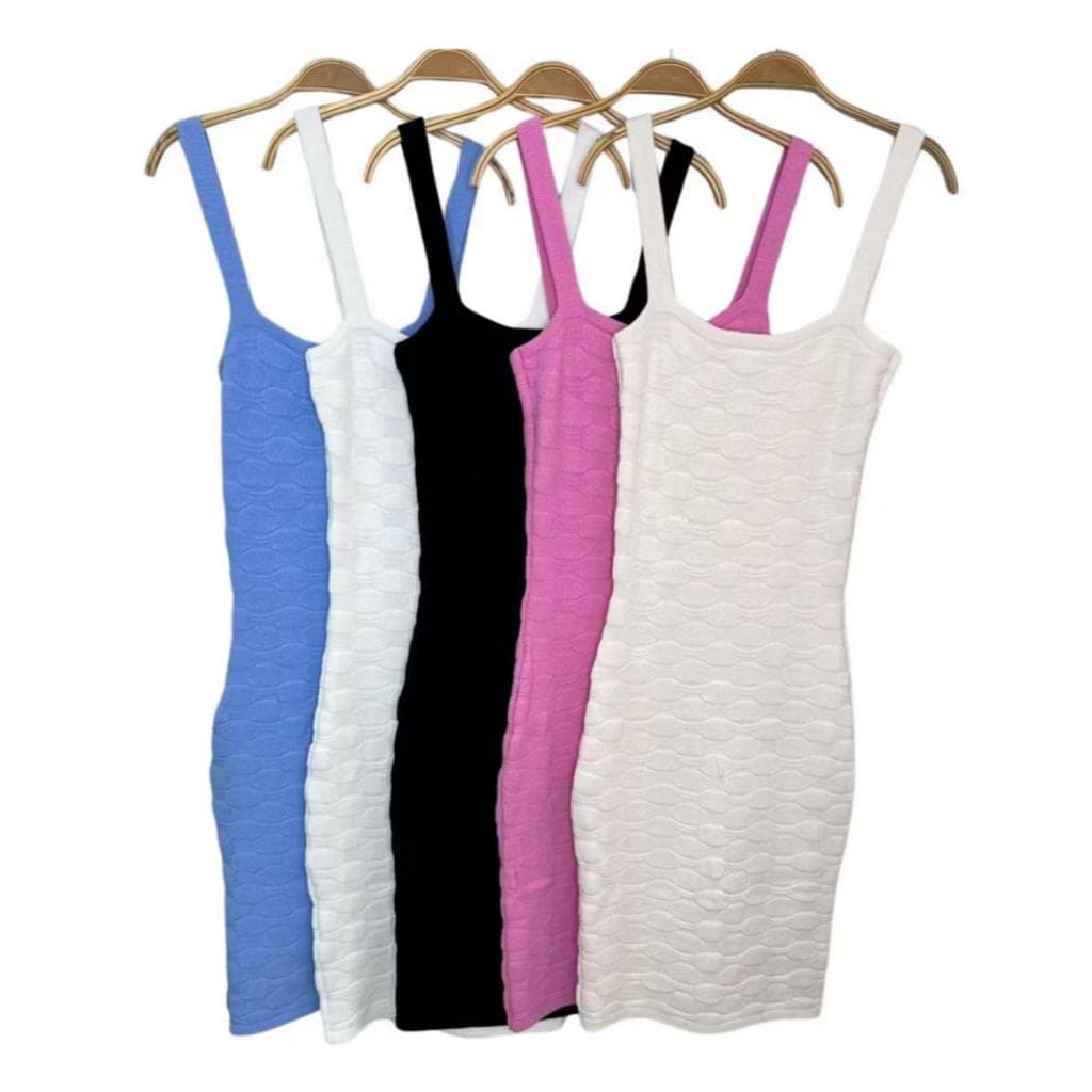 Vestido Tricot Modal Premium Midi Tubinho com Alças Decote Quadrado Verão Festas 2026