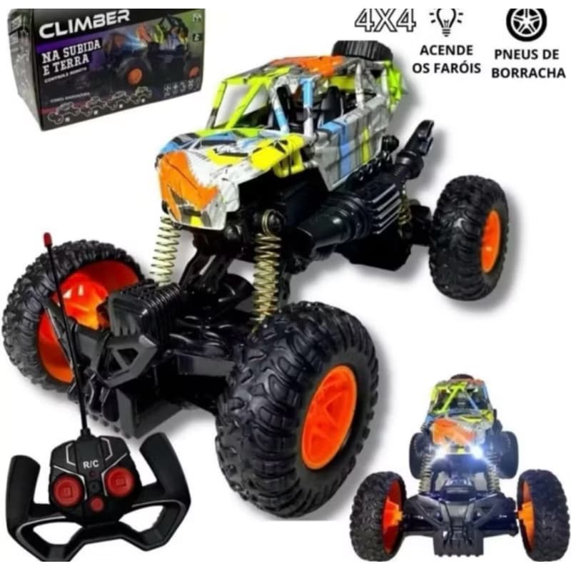 Carrinho Climber Recarregavel USB Com Controle Remoto Jeep Off Road Trilha Anda Na Terra