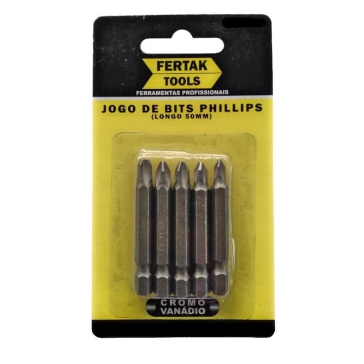 Jogo de Bits Phillips Longo 50mm 5pçs Fertak