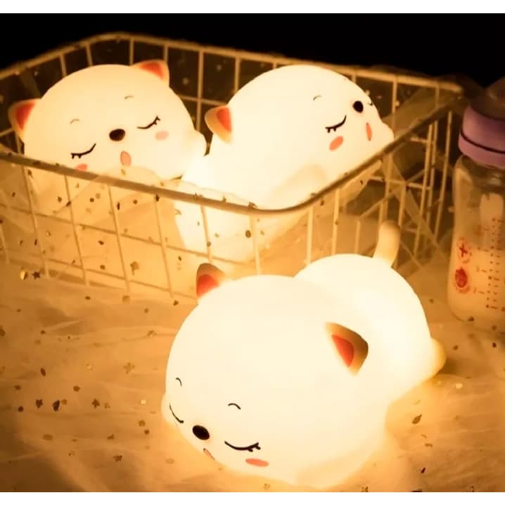 Luminária Abajur Infantil Gatinho Fofo S/fio Touch Novo