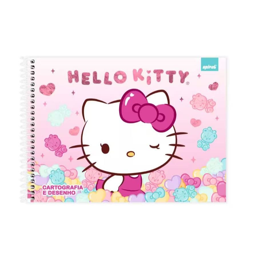 Caderno Cartografia e Desenho Capa Dura 48 Folhas Hello Kitty Spiral - PT 1 UN