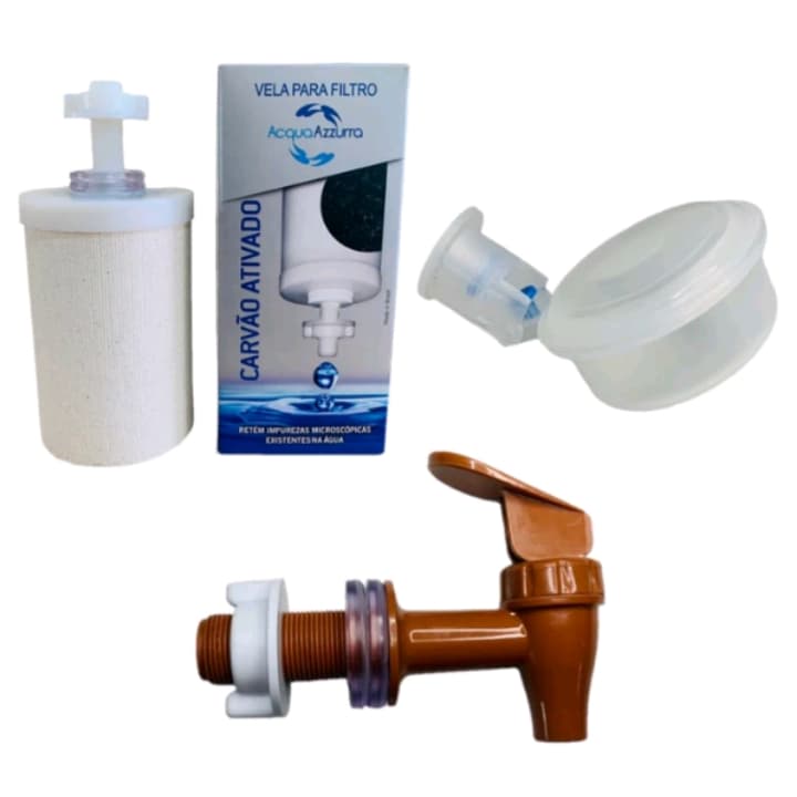 Kit Vela Para Filtro De Barro + Boia Dosadora e Torneira