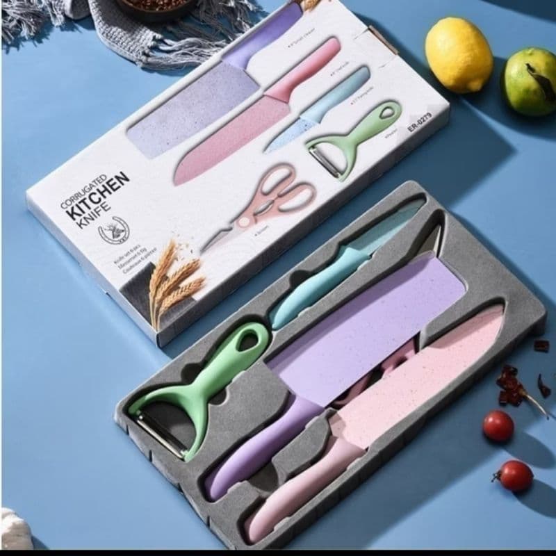 JOGO DE FACAS COLORIDAS COZINHA GOURMET 6 PEÇAS