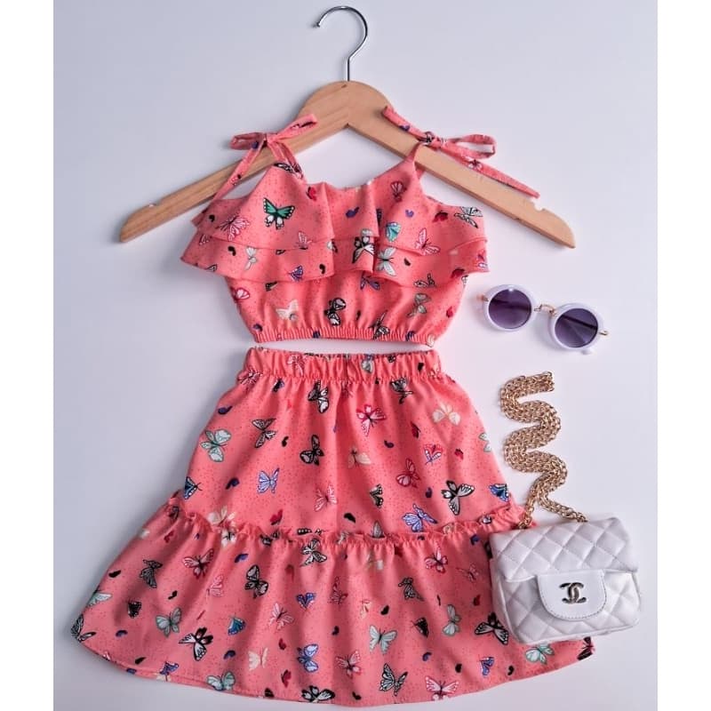 Conjunto infantil moda blogueirinha look verão