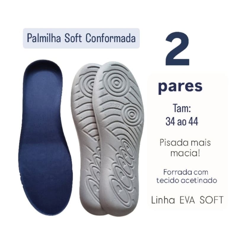 2 PARES PALMILHA CONFORTAVEL SOFT 35 AO 44 P/ TÊNIS MASCUL E FEM,SAPATO,BOTA,CHUT,PALMILHA ORTOPEDIC