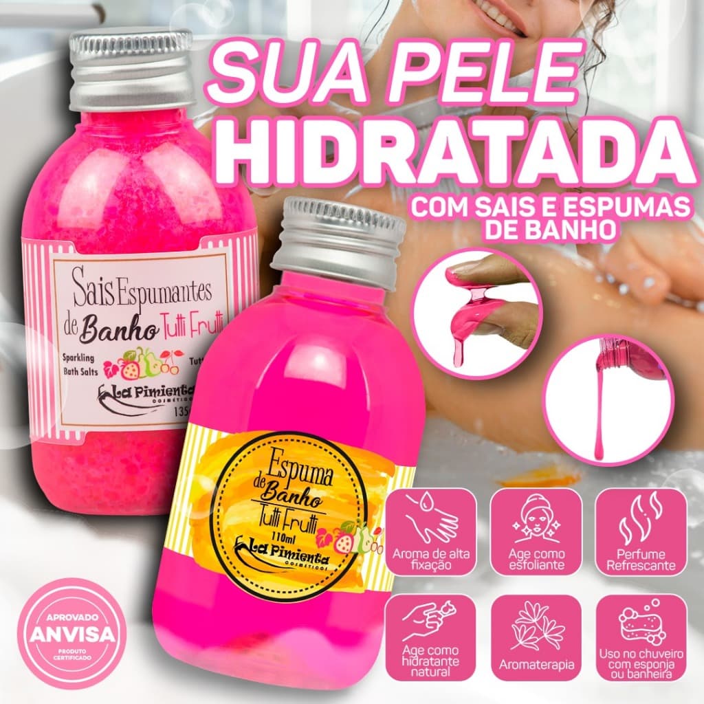 SAIS E ESPUMA DE BANHO RELAXANTES PARA UM BANHO DE SPA