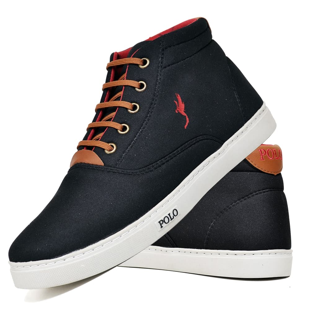 Tenis Botinha Masculino Cano Alto Polo Blu Casual Em Lona Confortável