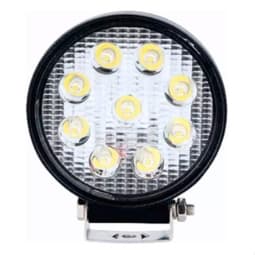 Farol Milha 12V 27W 9 LEDs Branco Frio 6500K Redondo IP66 para Carro, Caminhão e Van