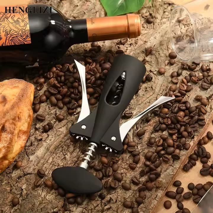 Saca Rolhas Abridor de Garrafas de Vinho Metal 19x7,5cm Cozinha aço inox P.HQ