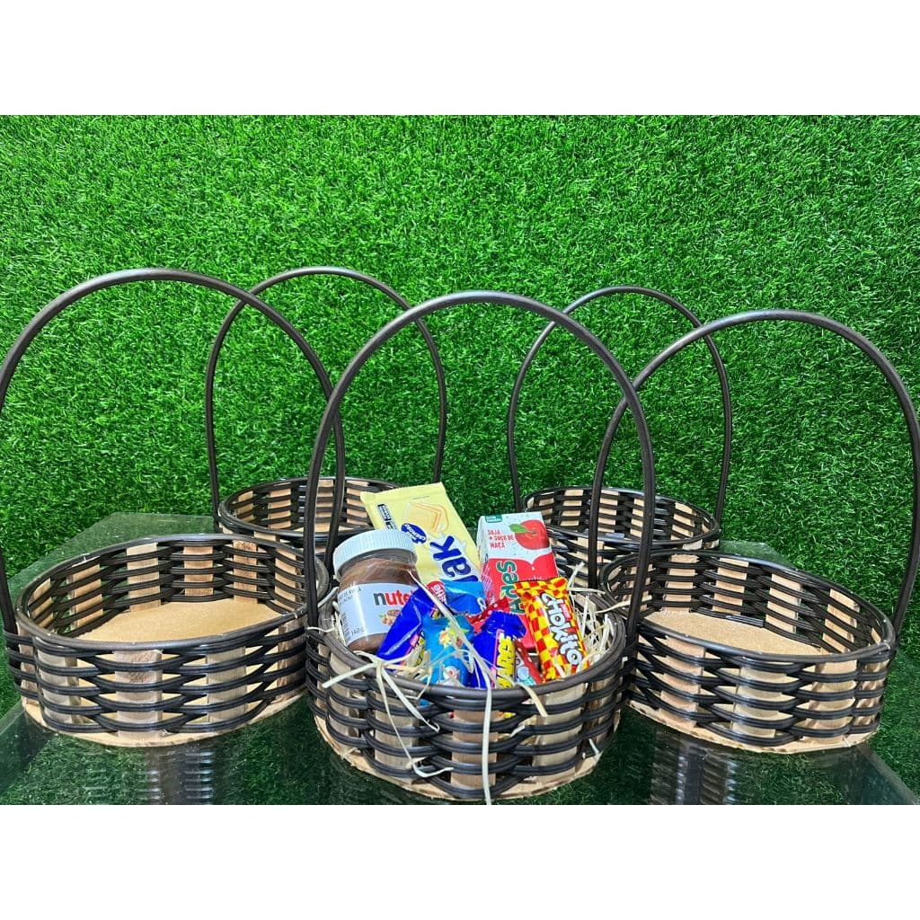 KIT 5 CESTAS FRALDEIRA SINTÉTICA REDONDA COM ALÇA FLEXÍVEL 20CM