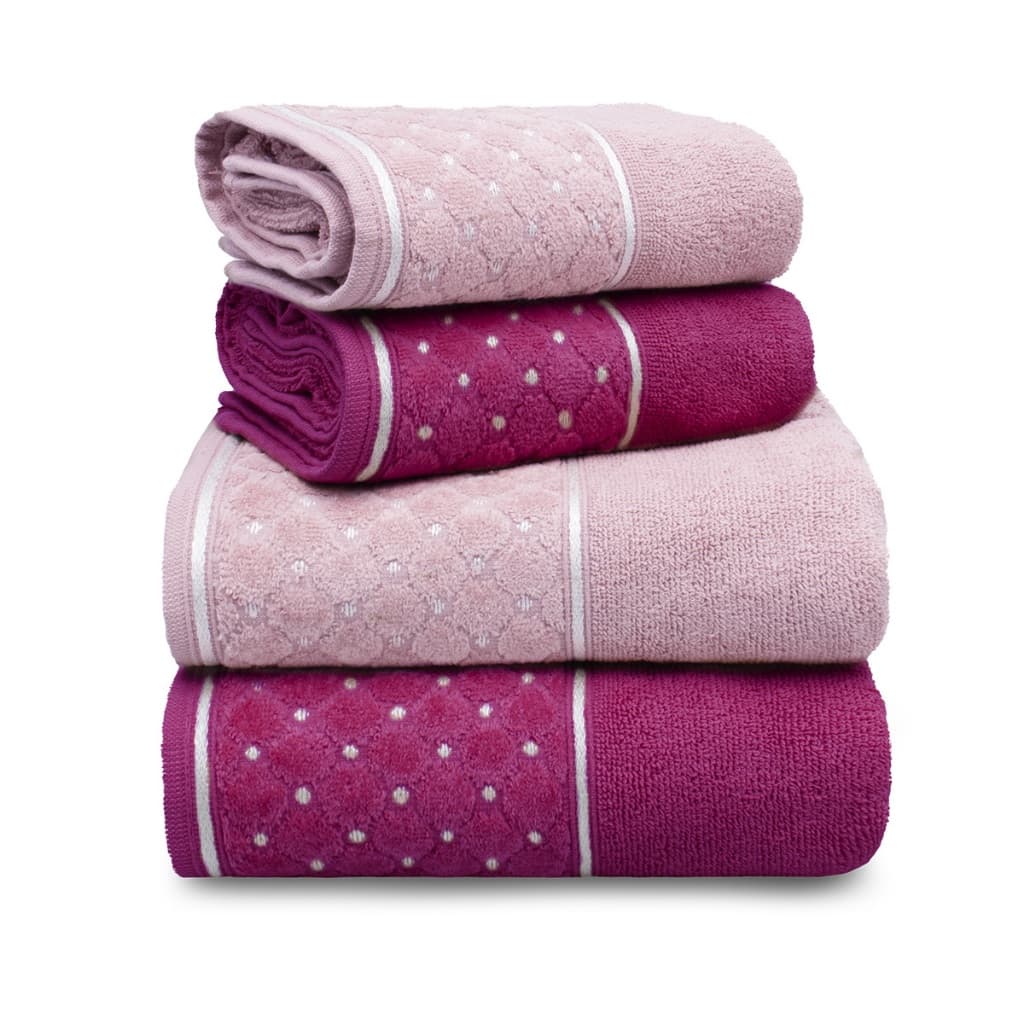 Jogo Kit de 2 Toalhas de Banho + 2 Toalhas de Rosto Macias Alta Absorção 100% Algodão Luxo 420 g/m²