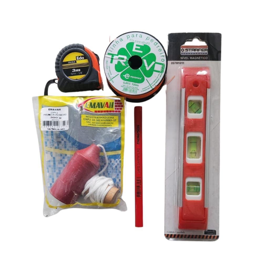 Kit Ferramentas de Medição Para Pedreiro 5 peças
