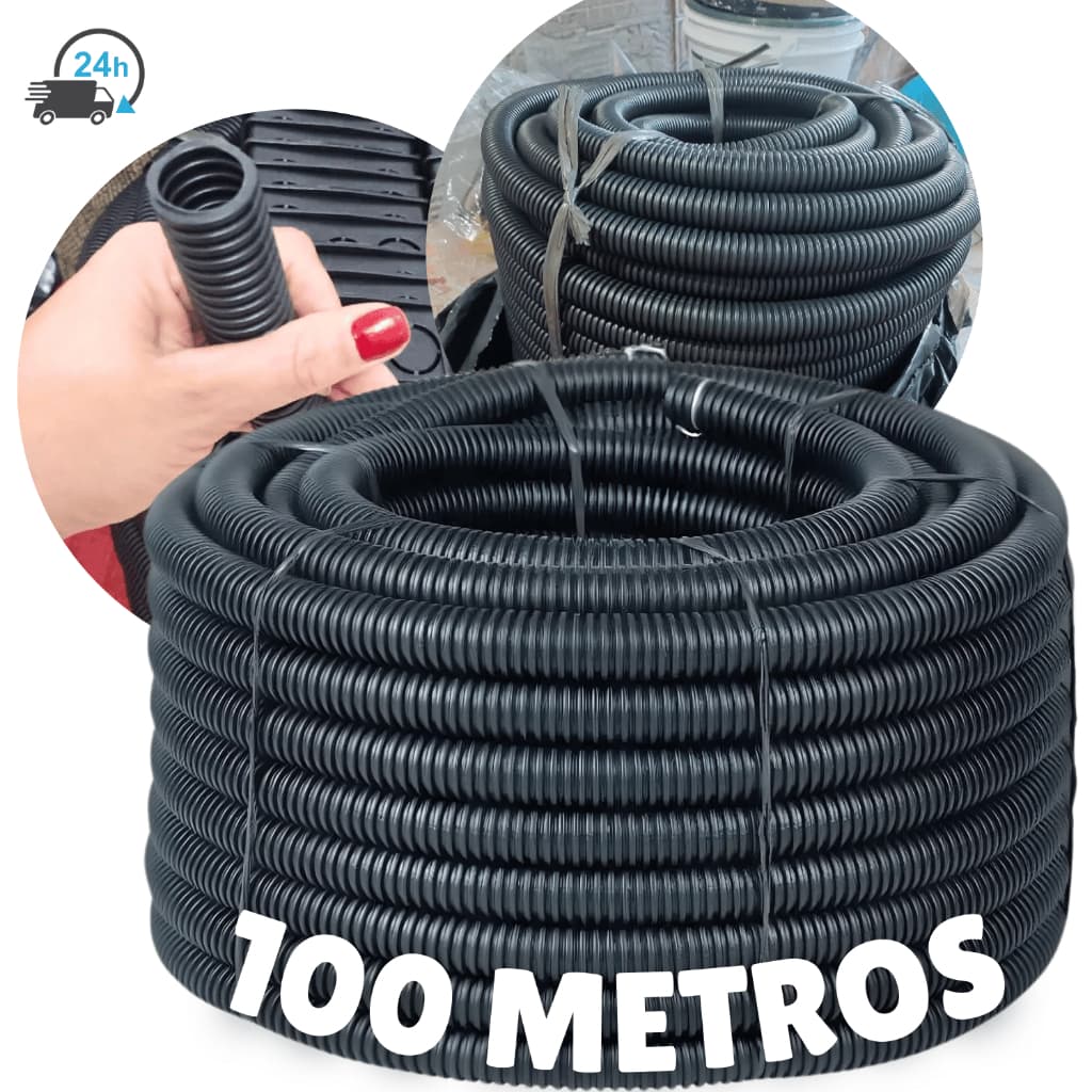 Conduite 3/4 Cinza 100 Metros Tubo Corrugado Mangueira Flexivel De Eletricista Eletroduto 2 Rolos