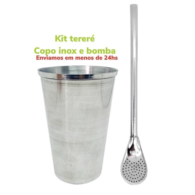 Copo De Tereré Inox  Mais Bomba De Aço.