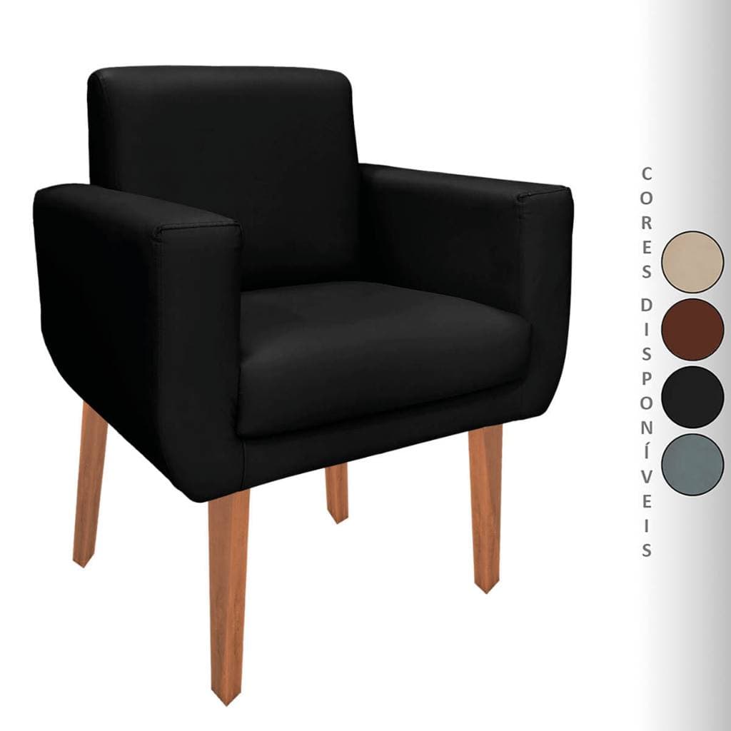 Poltrona para Sala Decorativa Annita Pés Trapézio Corino Aninha Decor