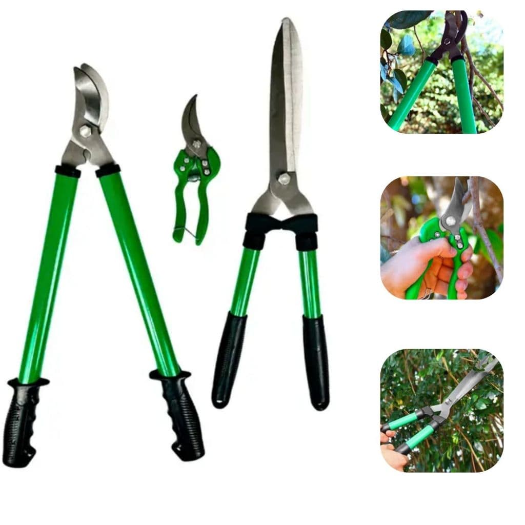 Conjunto Kit 3 Tesouras Para Poda Profissional Cerca Viva Jardinagem Ts27002 Trapp