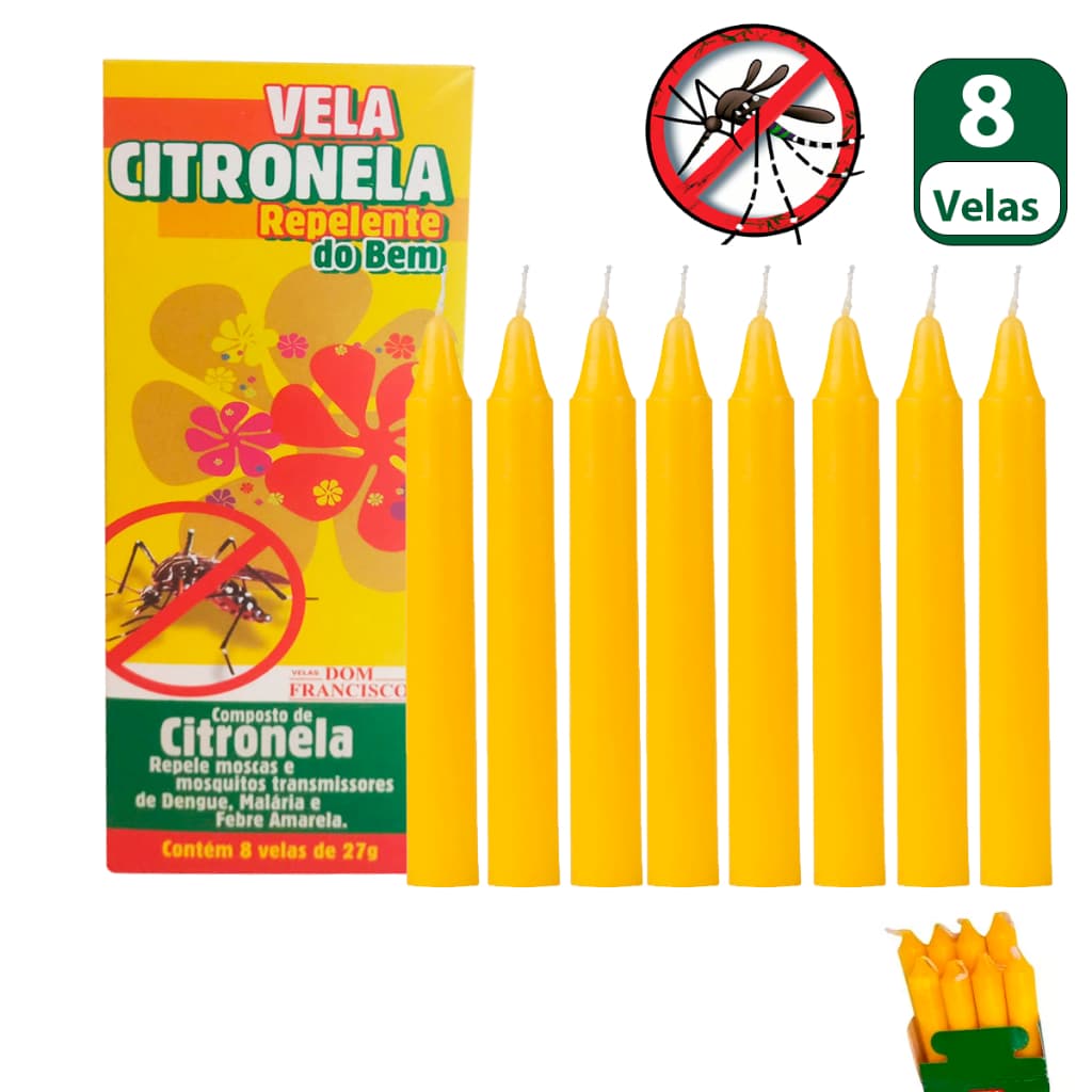 Vela Citronela Repelente Natural 8 velas 27 gramas