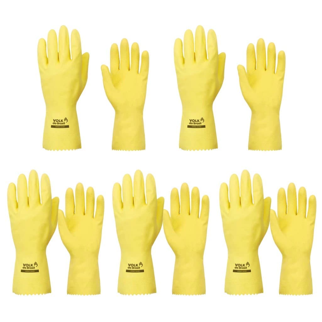 Kit Luvas de Látex Verniz Silver Amarela Volk | Antialérgica | CA 16312 | Diversos Tamanhos