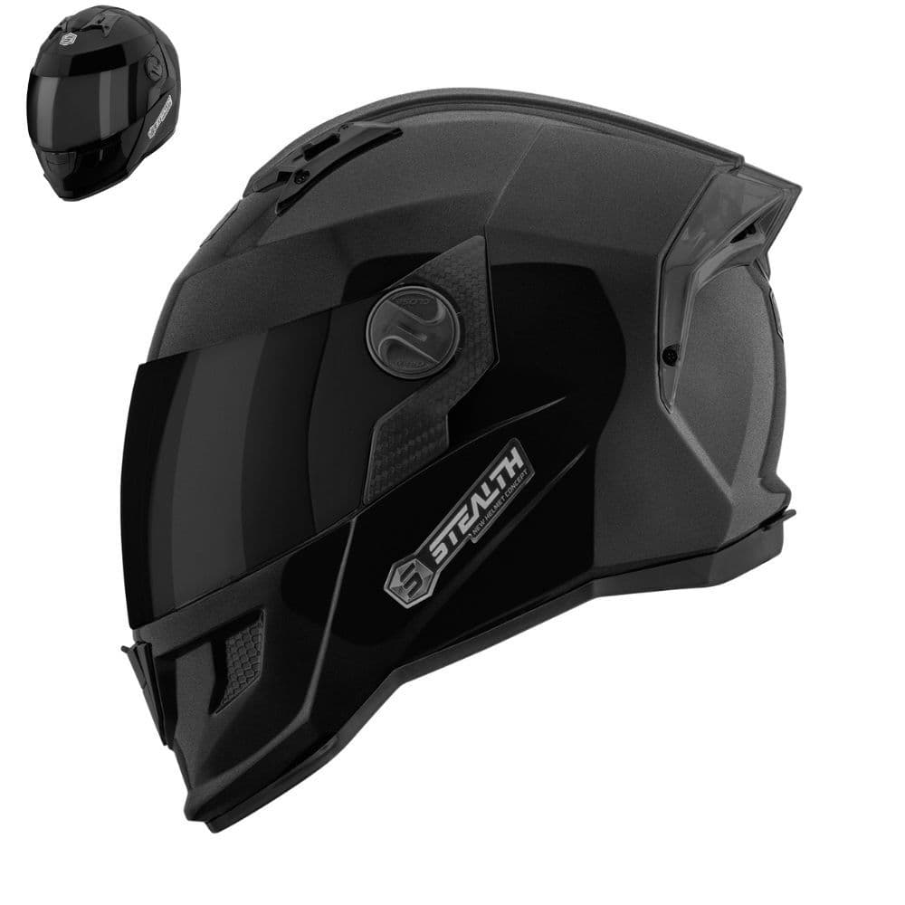 Capacete Moto Masculino Stealth Solid Brilhante Vis. Fumê