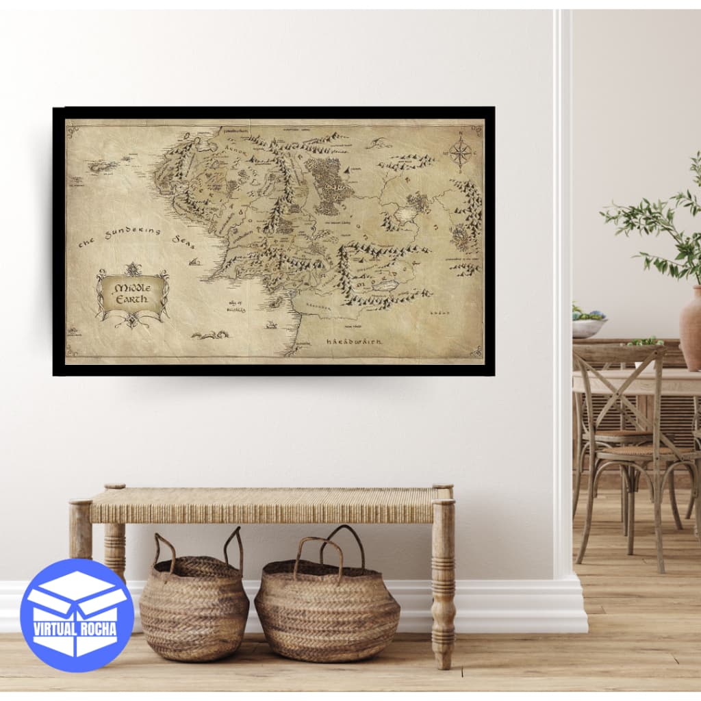 Quadro Decorativo Abstrato Mapa Senhor Dos Anéis Terra Media