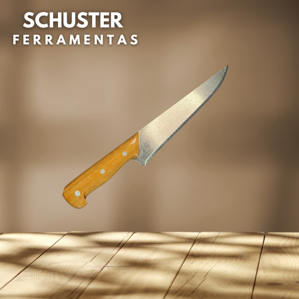 Faca Artesanal/Profissional Cozinha/Churrasco Fileteira Gr 8,6'' pol- cabo de madeira lâm aço carb