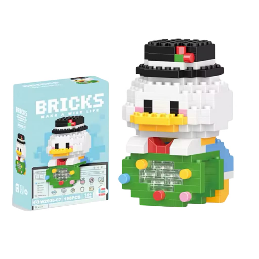 Mini Bloco De Montar De Desenho Animado Pato Sup. 198 Peças