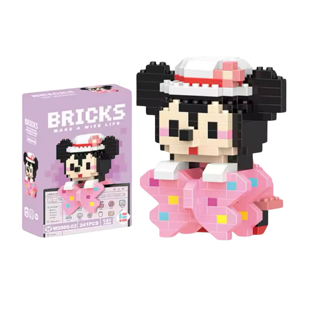 Mini Bloco De Montar De Desenho Animado Minnie Sup 241 Peças