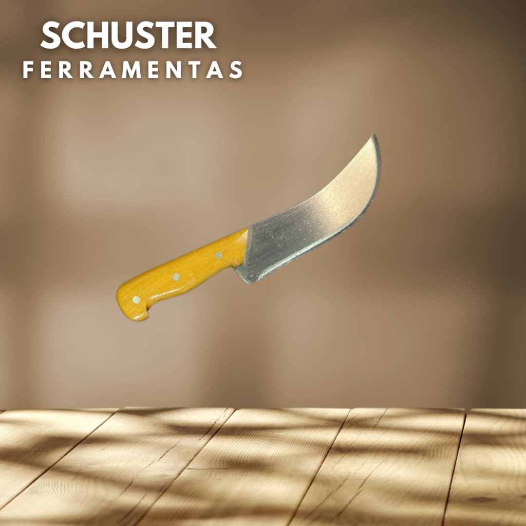 Faca Artesanal/Profissional Cozinha/Churrasco Coureadeira Média 6,7''pol cabo madeira lâm aço carb